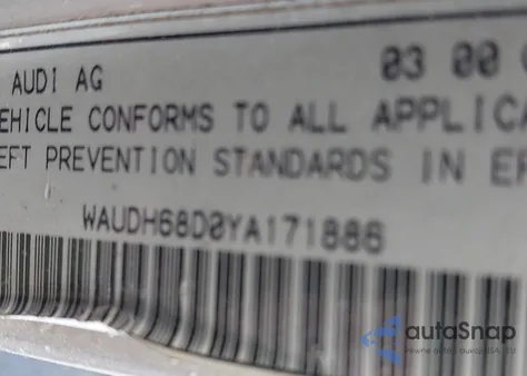 2000 Audi A4 2.8 из США, поврежденный, VIN WAUDH68D0YA171886